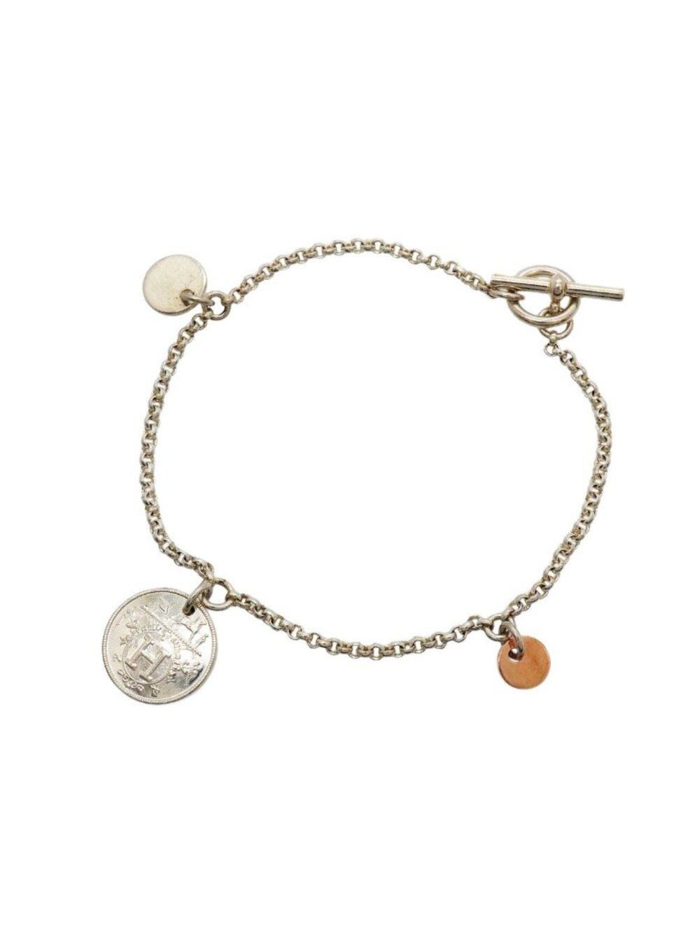 Hermes Bracelet Ex-Libris PM 18k Pink Gold 925 Sterling Silver